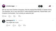 James Gunn reacts to fan questions on Threads (Image via Threads/ericdscroggs, james gunn)